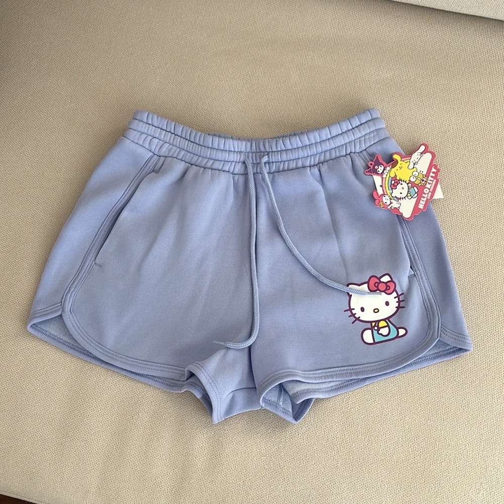 HELLO KITTY X HYBRID APPAREL ELASTIC DRAWSTRING WAIST  BABY LAVENDER SHORTS